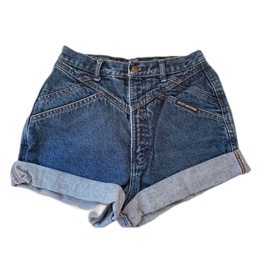 Vintage Rocky Mountain High Waisted Denim Shorts Western V-Yoke Rockies 29/9
